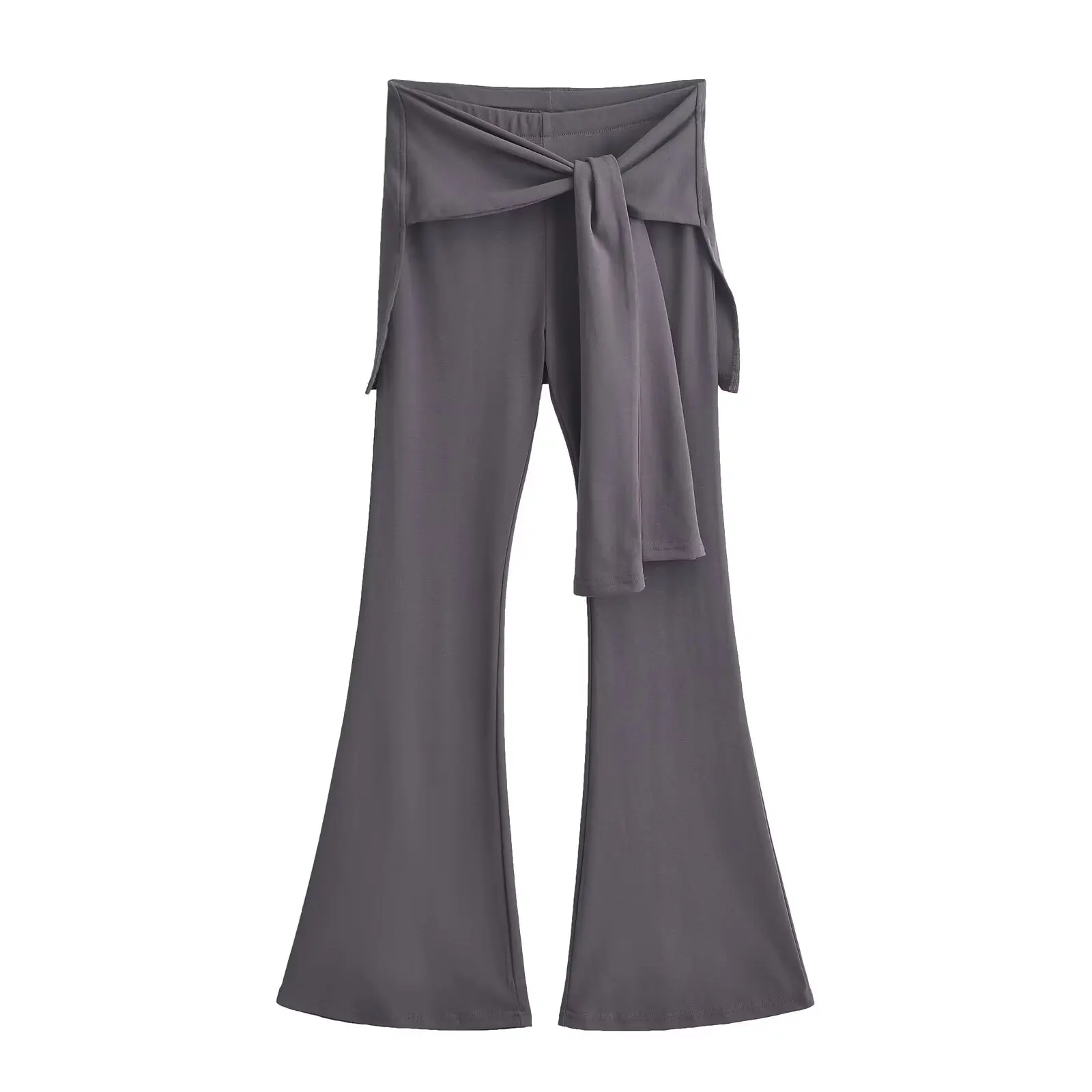 Street Sle Fake Two-Piece Belted Micro Flared Yoga Pants Women's Spicy Girl Long Trousers Slimming Design Casual Pants