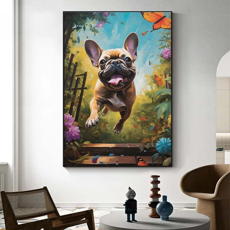 French Bulldog Animal Pet Dog Abstract Canvas Painting Print Wall Art Poster and Picture Home Office Room Decor Gifts Unframed