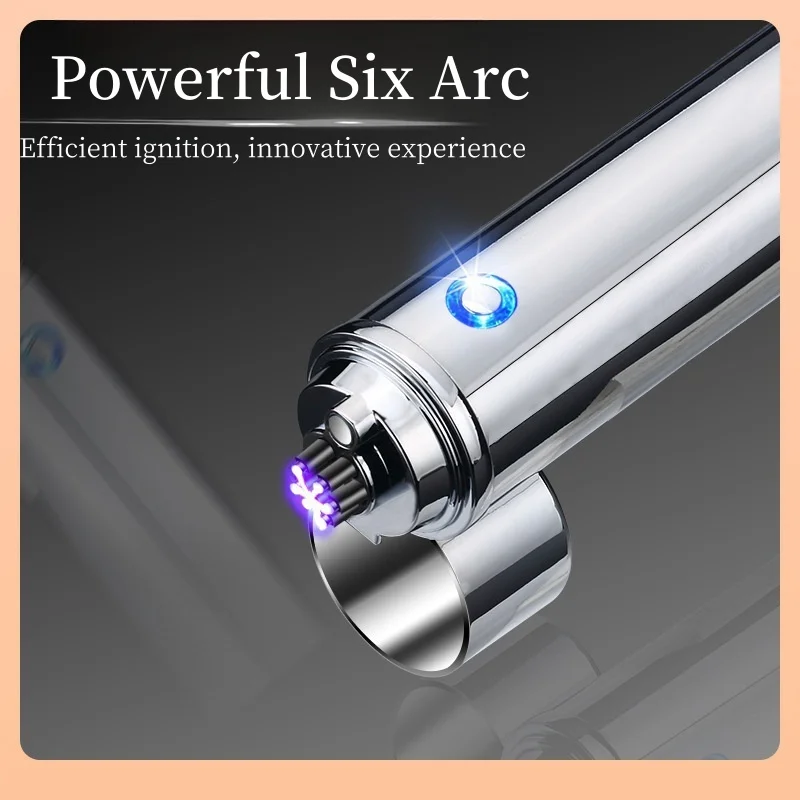 

JL109 Six Arc USB Charging Lighter Metal Outdoor Windproof Smoker Lighter Cigar Arc Lighter Light Luxury Rare Lighter Gift