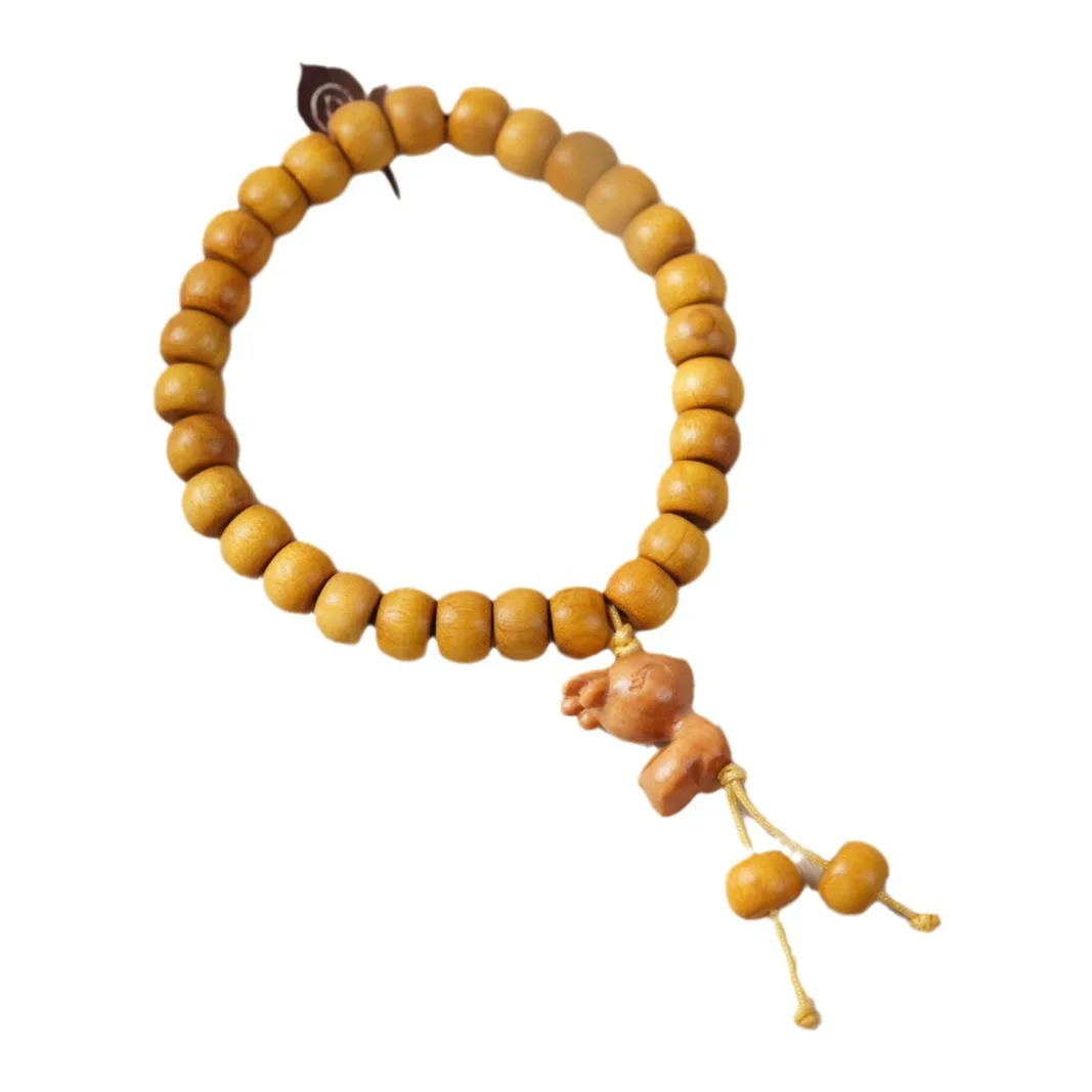 Natural Golden Phoebe Waterlogged Old Material Pendant Handheld Prayer Bead DIY Vintage Ethnic Style Festival Gift