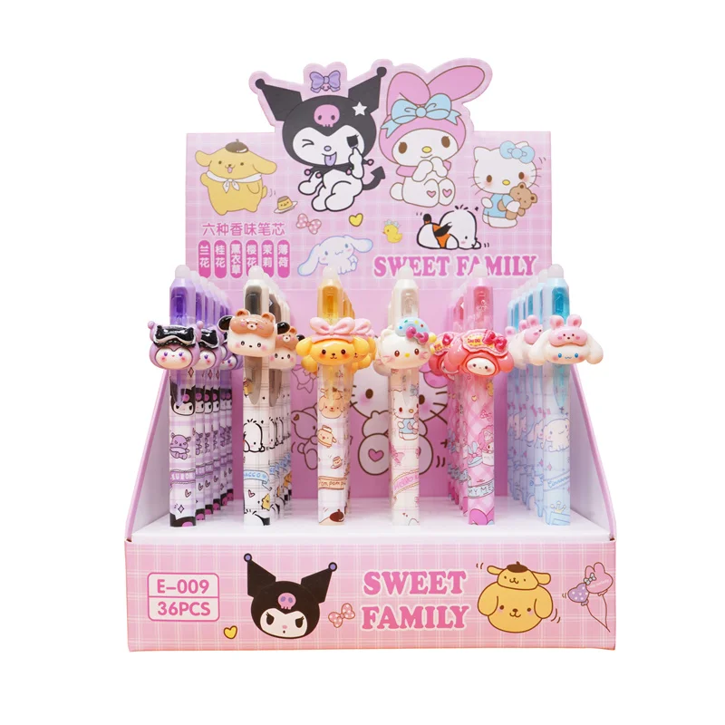 6pcs/lot Sanrio Kuromi Erasable Gel Pen Cute Pochacco 0.5mm Blue Ink Neutral Pens Promotional Gift Office School Supplie