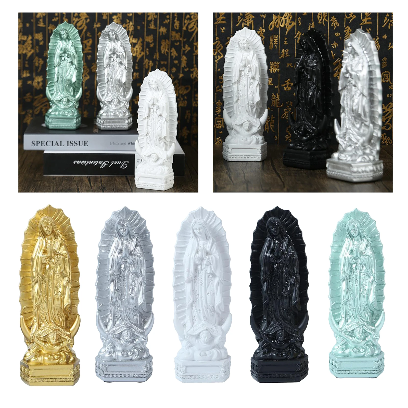 Religious Figurine Our Lady of Lourdes Decorative Statue Ornament Arts
