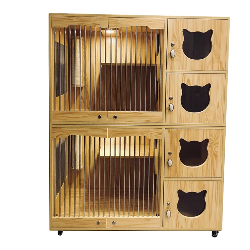 Protection Material Pet Cat House Wooden Luxury Pet House Solid Cat Litter Box Enclosure Cage