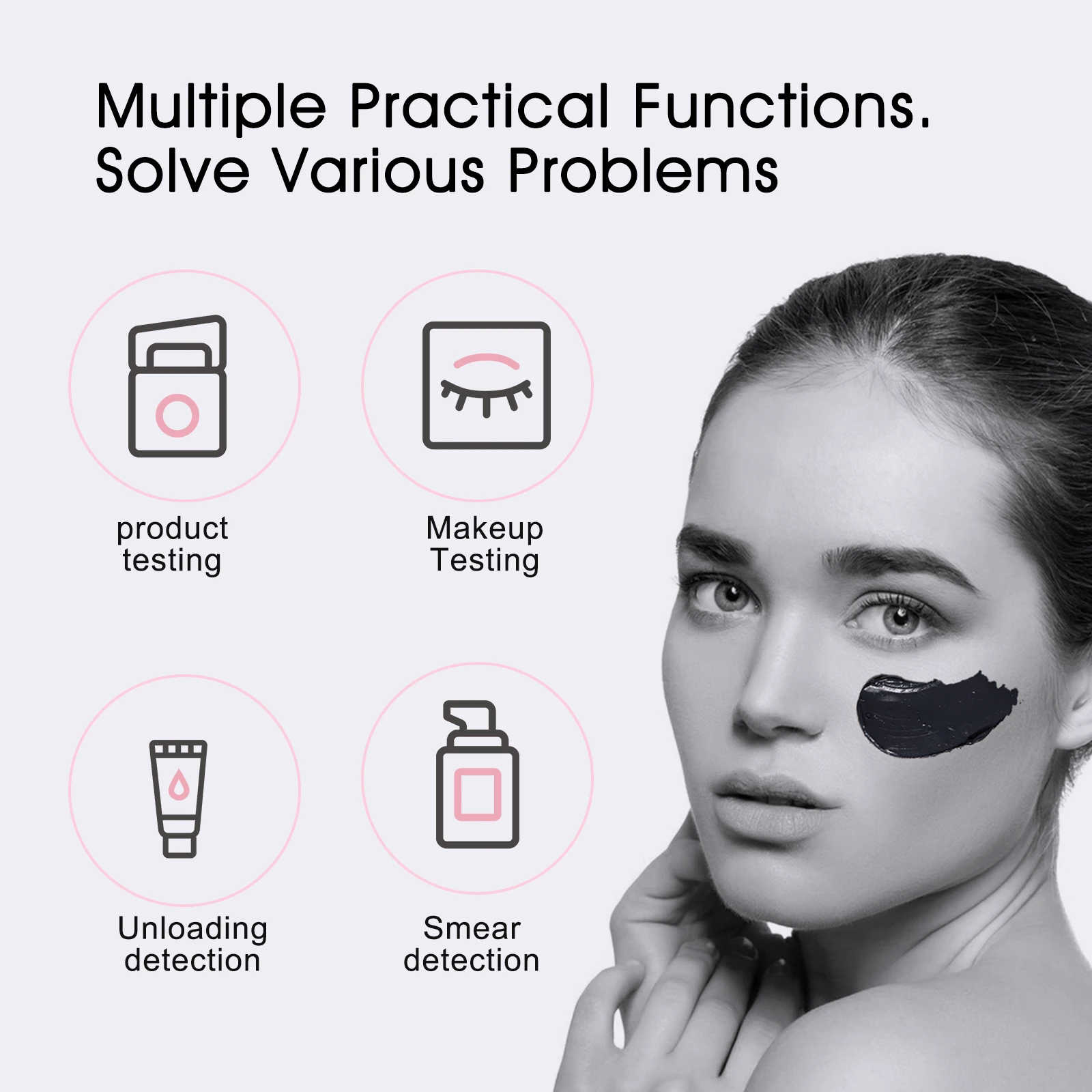 UV 미러 선크림 테스트 카메라 조명 포함 2배 확대 여행용 메이크업 3.5인치 포켓 사이즈 L 포켓 미러 선크림 미러