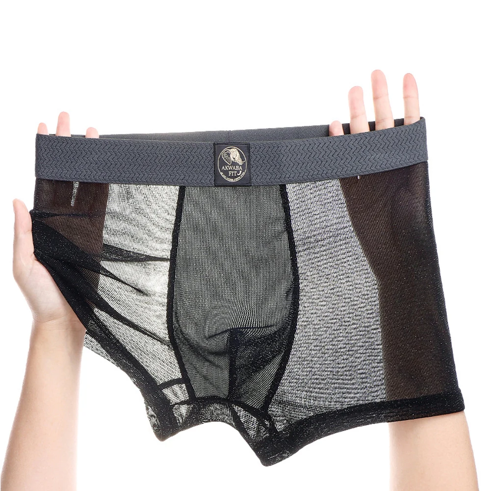 

Мужские трусы-боксеры из сетки с эффектом мерцания, прозрачные, эластичные, ультратонкие, дышащие, сексуальные