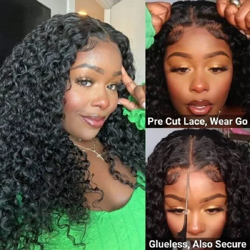 

Tracy Hair Bye Bye Knots Glueless Wig Water Wave Lace Front Wigs Human Hair 4x4 Hd Lace Closure Wig Wear And Go Glueless Wig