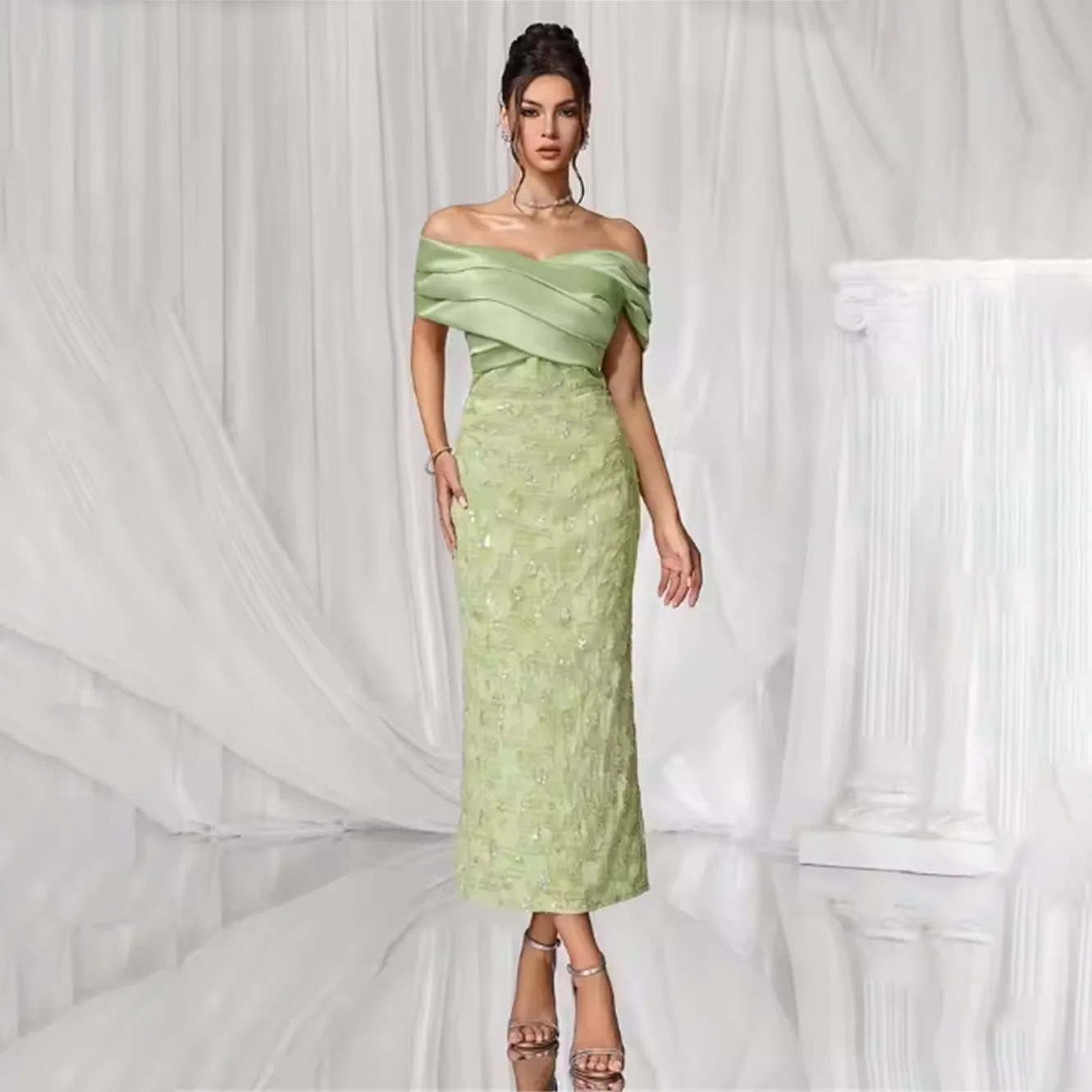 

Women's Formal Evening Gowns Lace Ruched Off Shoulder Evening Dresses Elegant Formal Party Gowns for Women Formal Dresses