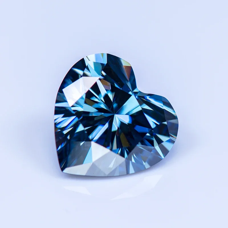 Moissanite berlian warna biru Royal potongan hati VVS1 untuk batu permata bahan untuk liontin dan anting-anting dengan sertifikat GRA