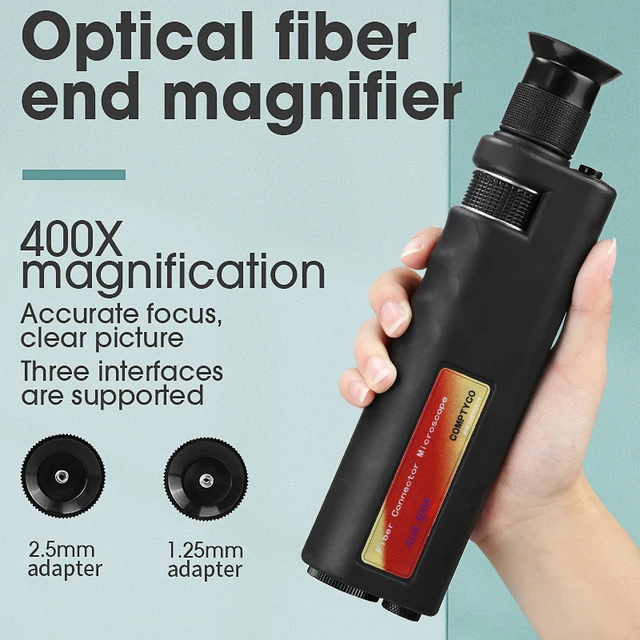 FTTH Optical End Face Magnifier AUA-200/400X Multiples Fiber Inspection Microscope 2.5mm(SC/FC/ST) /1.25mm(LC) Adapter