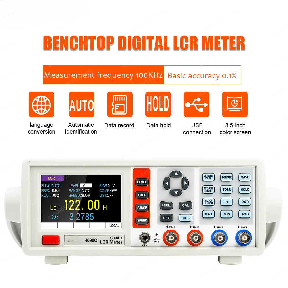 4090C Multiple Frequency and Level Tests with A Basic Accuracyof 0.1%.USB and RS232 Bench LCR Meter LCR Bridge 100KHz