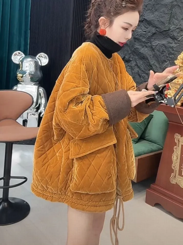 

Women's Lightweight Warm Cotton Coat Outerwear Winter Quilted Loose Casual Hooded Long Sleeves Cotton Coat Jacket Women Parkas