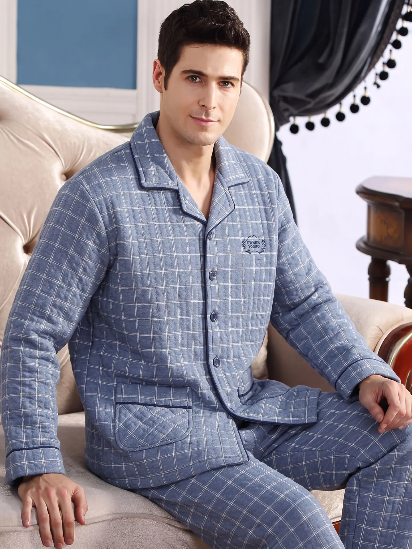 ensemble-de-pyjama-en-coton-tricote-epais-pour-hommes-vetements-d'interieur-automne-hiver-coton-leger-et-ample-grande-taille-ensemble-de-vetements-de-nuit-chauds