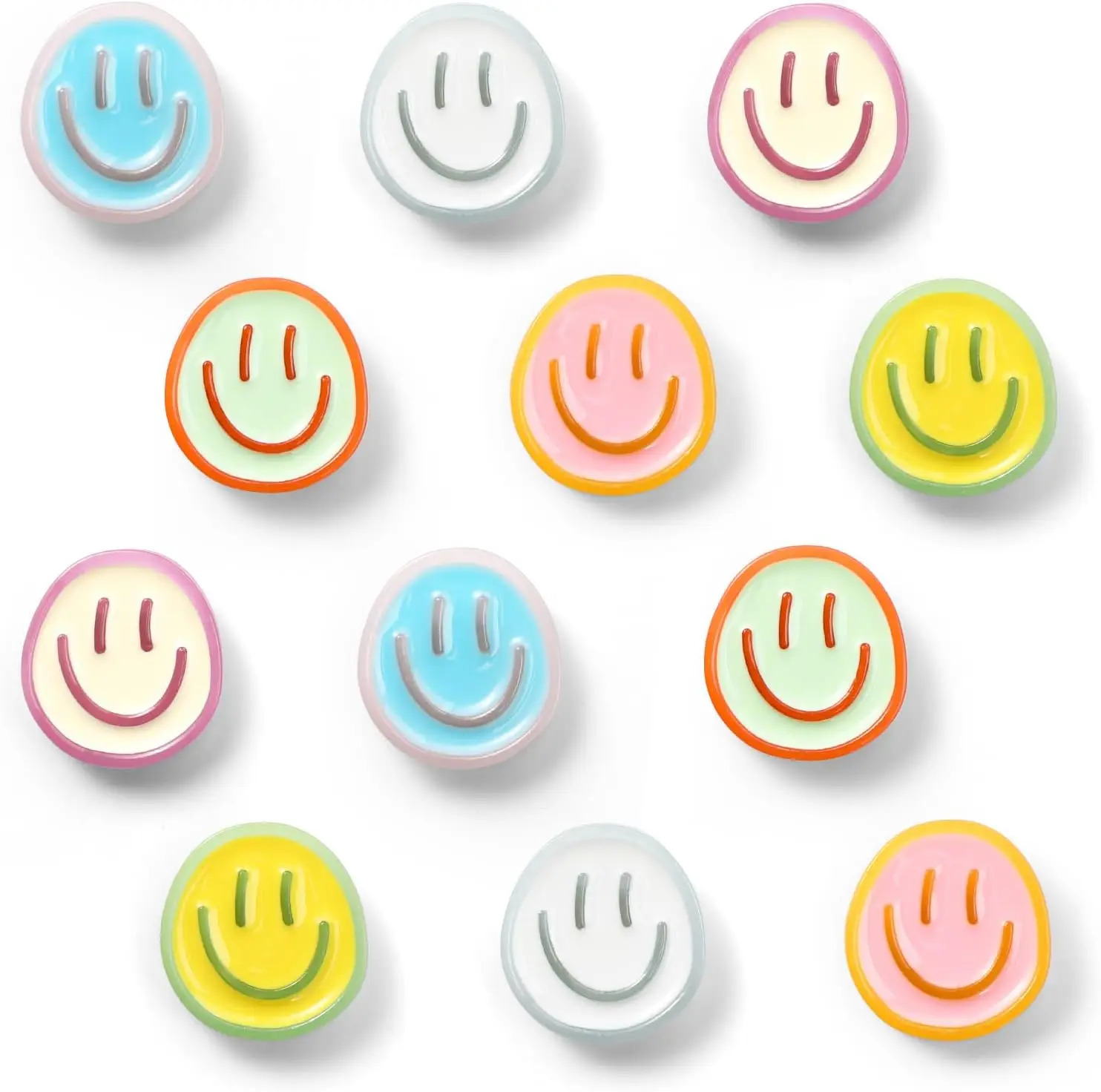 

12Pcs Cute Fridge Magnets,6 Colors Cute Magnets, Resin Smile Face Refrigerator Magnet,Colorful Decorative Magnet for Locker Cabi