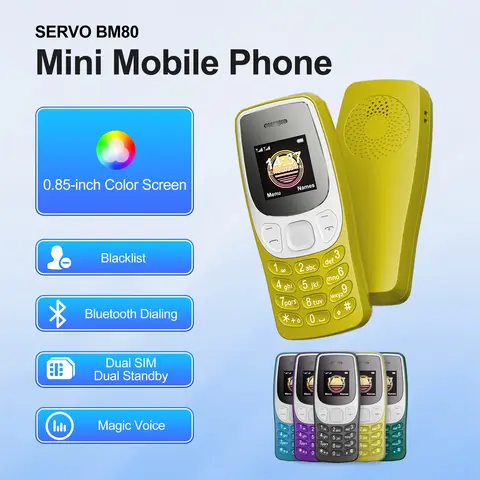 SERVO BM80 Super Mini โทรศัพท์มือถือ 2 ซิมการ์ด Bluetooth Dialer Blacklist Speed Dial Magic Voice 0.85 "หน้าจอ 2G โทรศัพท์มือถือขนาดเล็ก