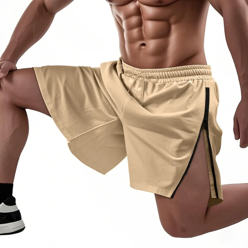 2025 New Men's Summer Casual Shorts with Side Zipper - Lightweight Quick-Dry Beachwear 5-Inch Mid-Length Swim Trunks