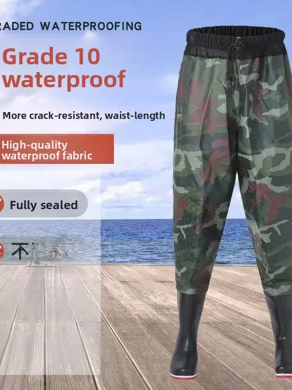 厚みのある全身フィッシングブーツメンズオーバーオールレインシューズ防水服半身水中パンツ釣り具