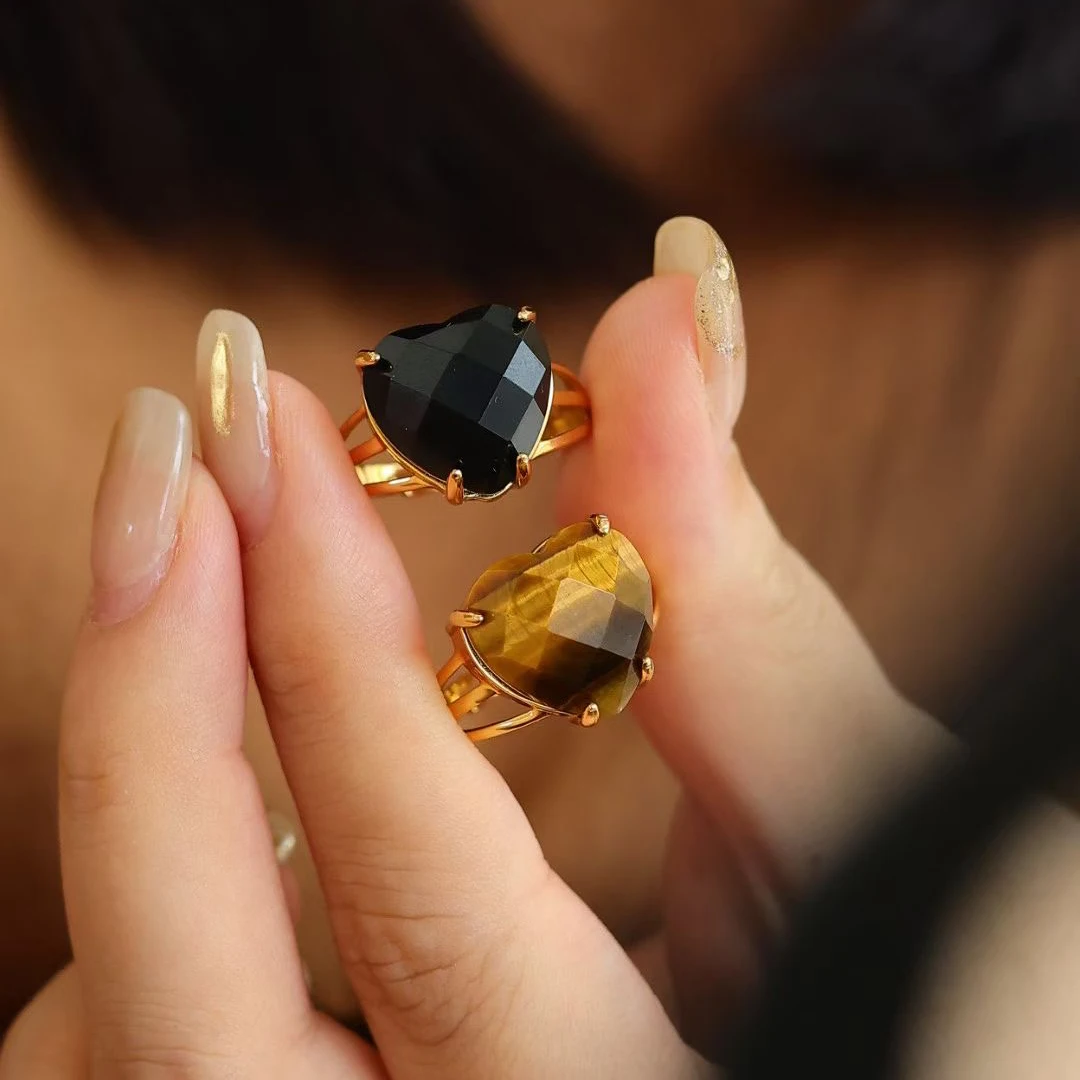 

925 Sterling Silver Woman Ring White Crystal Amethyst Black Agate Pink Crystal Eastern Tombs Tiger's Eye Jewelry Natural Stone