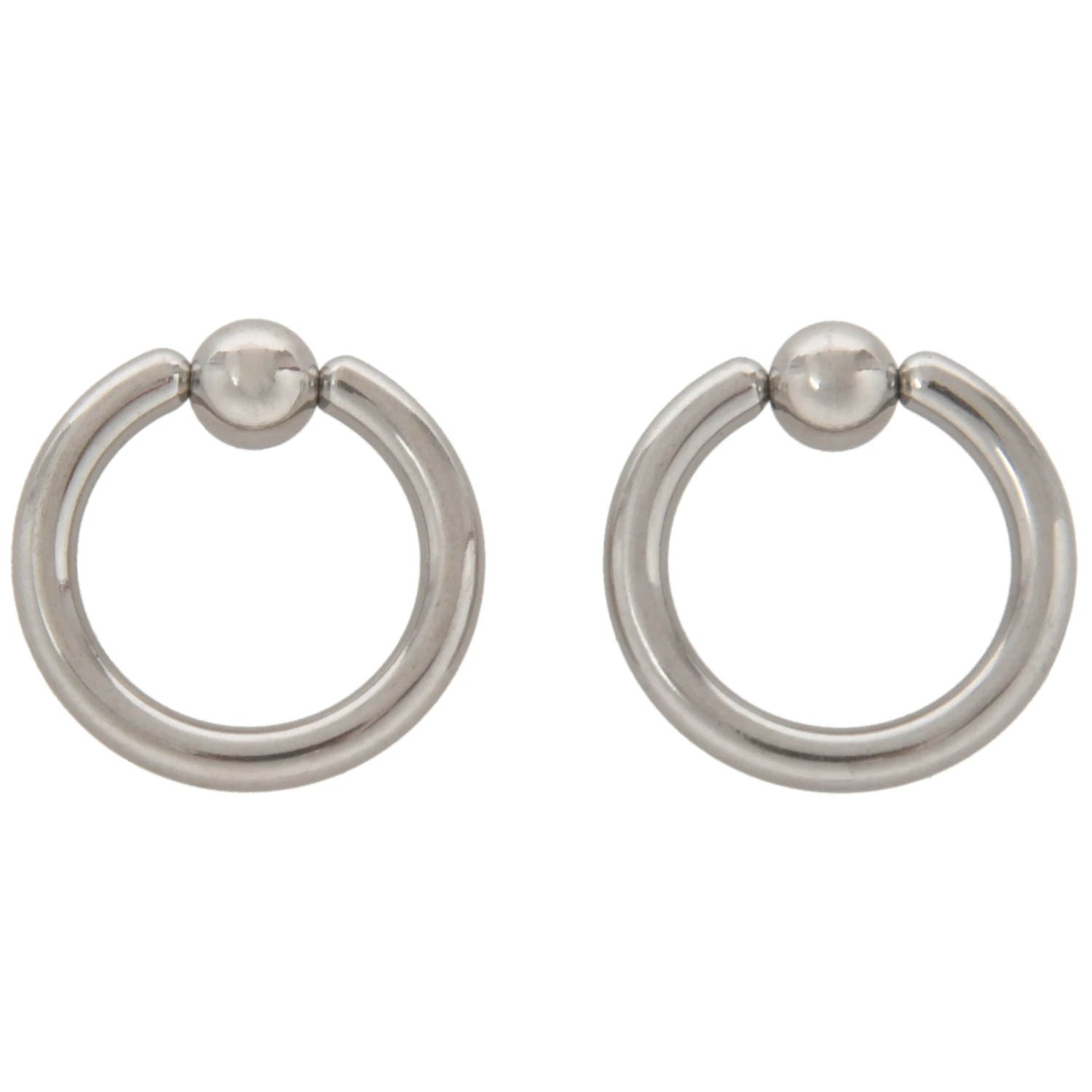 1 Pair Stainless Steel Captive Bead Ear Rings Hoop BCR Studs Piercing Jewelry Steel color, 8g(3.2mm)x16mm