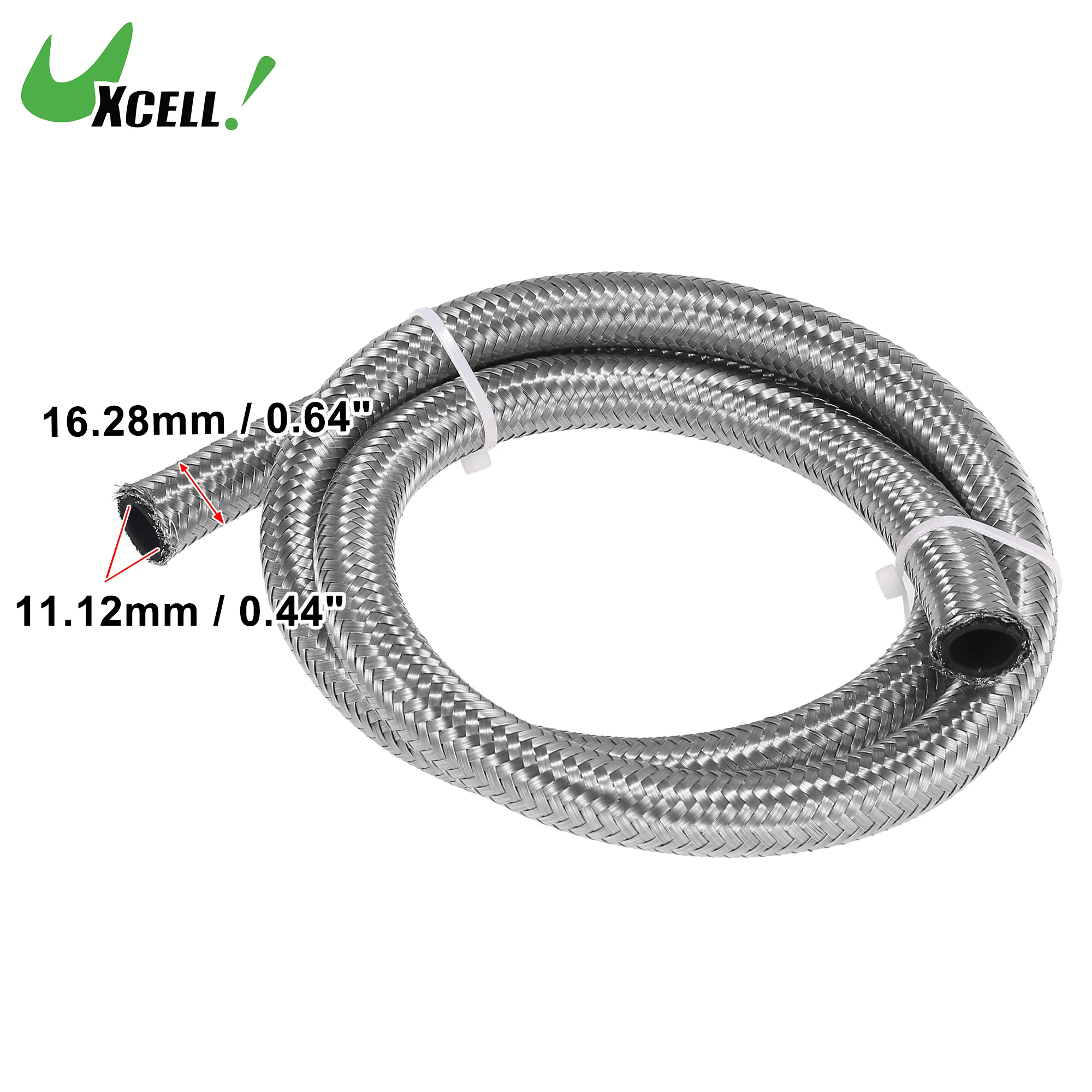 

UXCELL 3.3ft 3/8" AN6 3.3ft 1/2" AN8 100cm Car Stainless Steel Braided Mesh Hose Fuel Hose Oil Gas Line Replacement