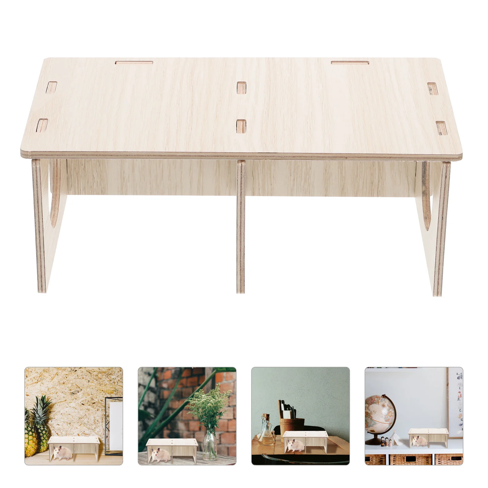 Hamster Solid Wood House Toy Animal Guinea Pigs Hide Cabins Hammock Wooden Hiding Place Hideout Suite