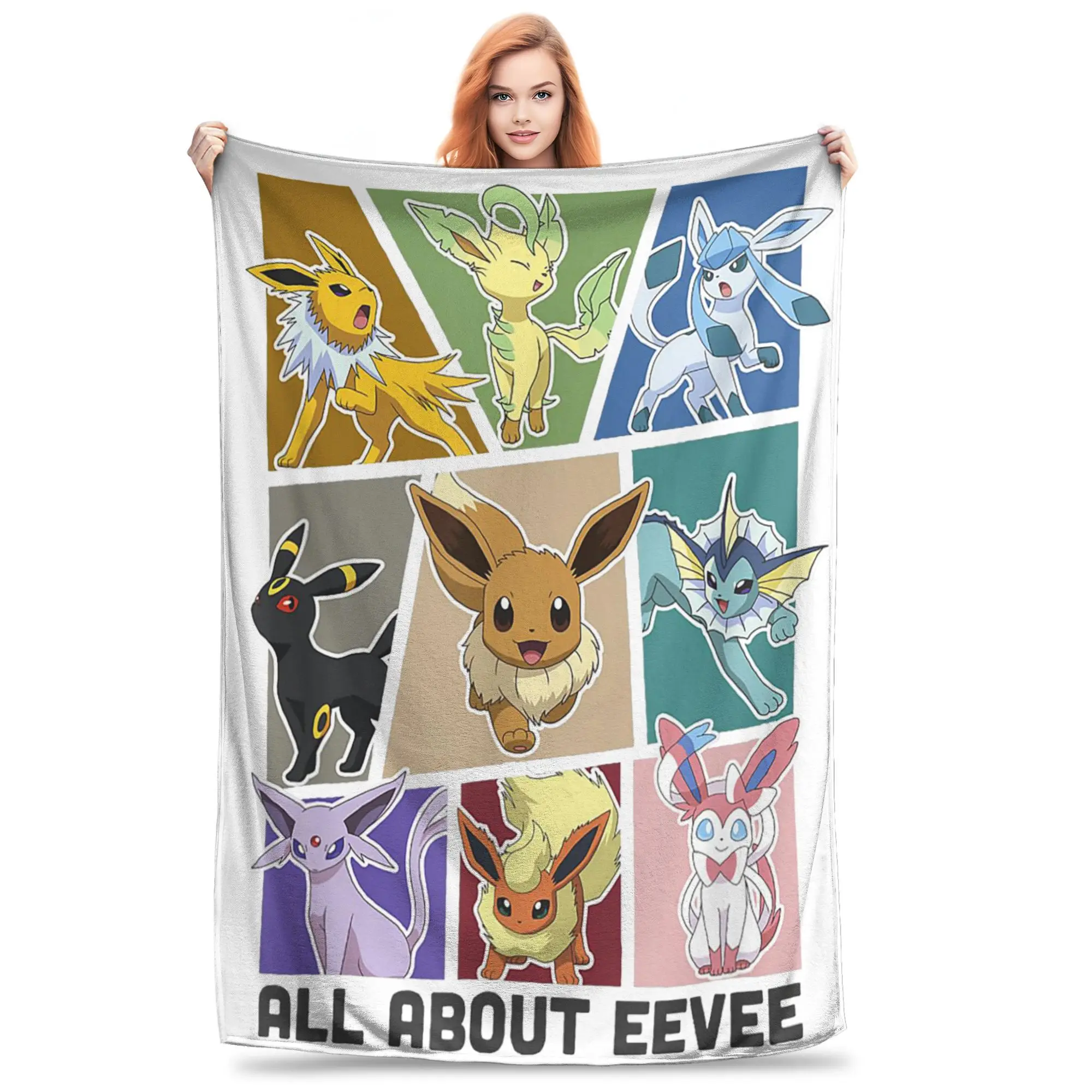 

Pokemoned Eevee Evolution Jolteon Flareon Umbreon Sylveon Plush Blankets Throw Blankets for Home Hotel Sofa Plush Thin Quilt,