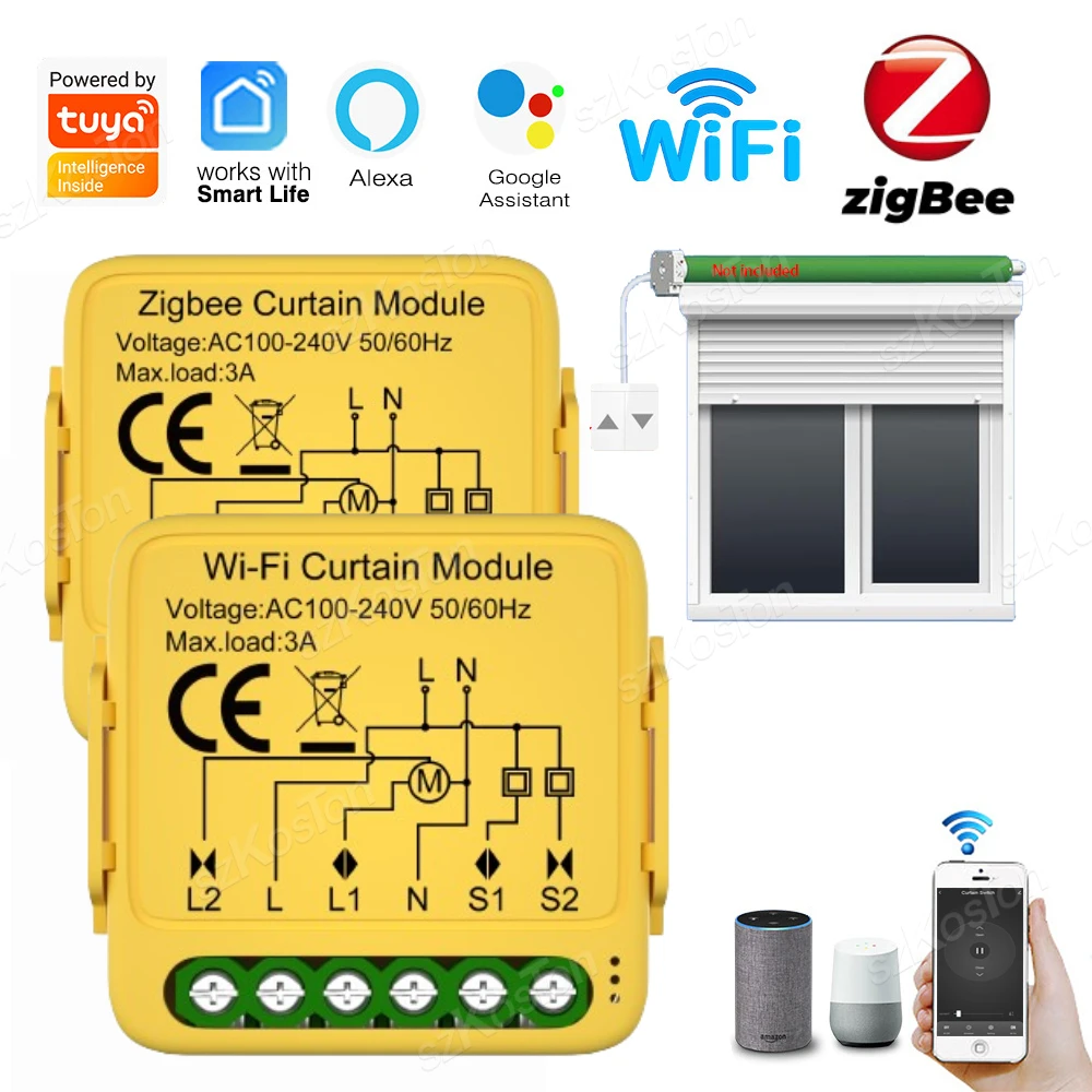 Tuya Smart WiFi/ZigBee Curtain Switch Module Smart Life APP Connect Roller Shutters Blinds Motor Switch For Alexa Google Home