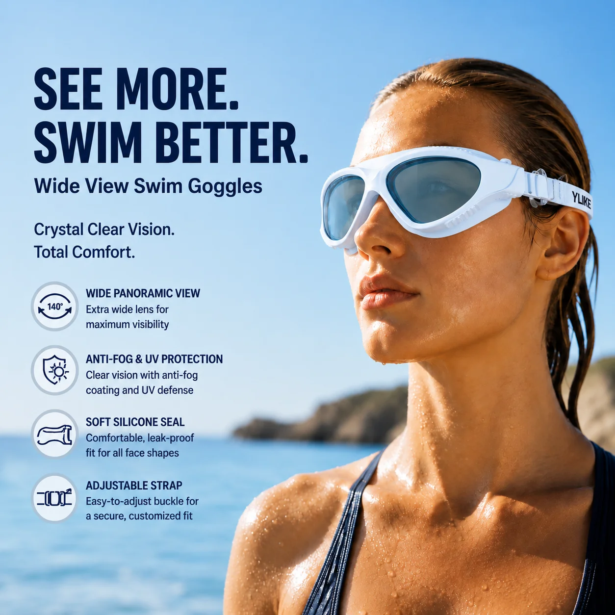 

Adult Swimming Goggles Anti Fog Waterproof UV Protection Wide View Swim Glasses for Men Women Professional