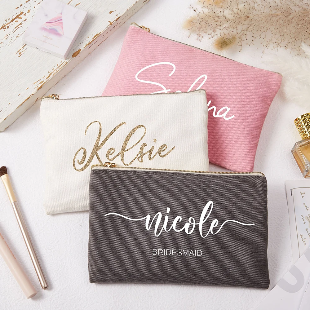 Personalized Gift Custom Women Cosmetic Bag Makeup Organizer Toiletry Bag Can Be Customized Inside Bridesmaid Canvas Pouch