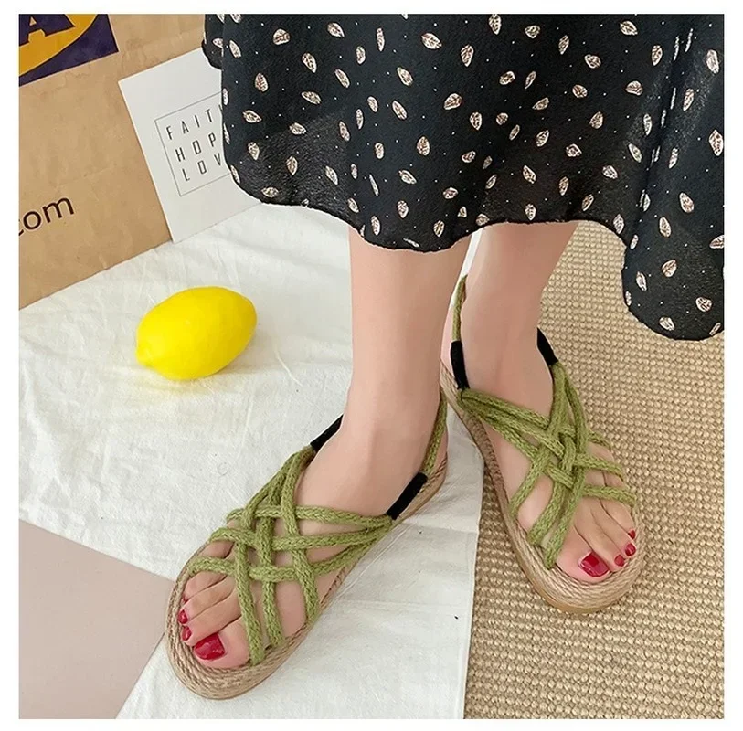 Woman Sandals Shoes Braided Rope with Traditional Casual Style and Simple Creativity Fashion Sandals Women Summer Shoes Zapatos