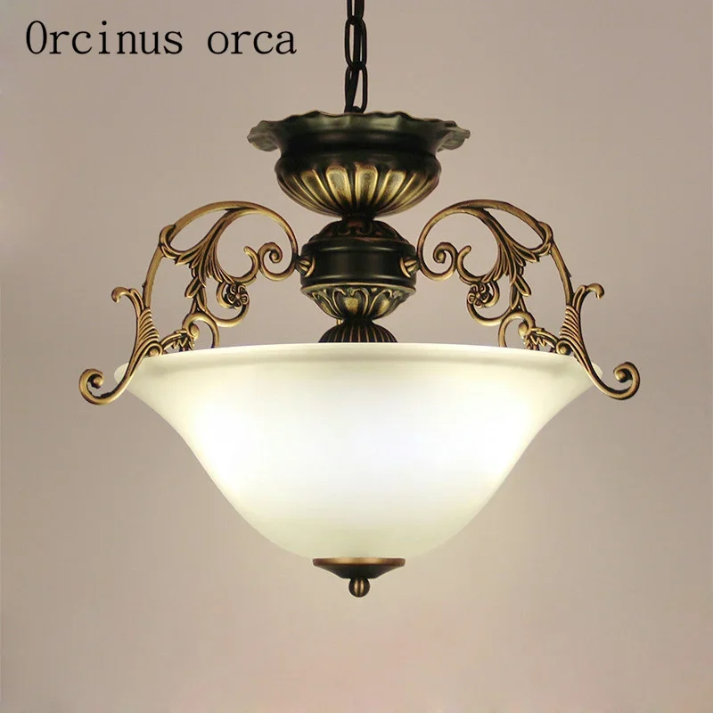 

European retro Iron Chandelier single head LED balcony ceiling light American corridor corridor light