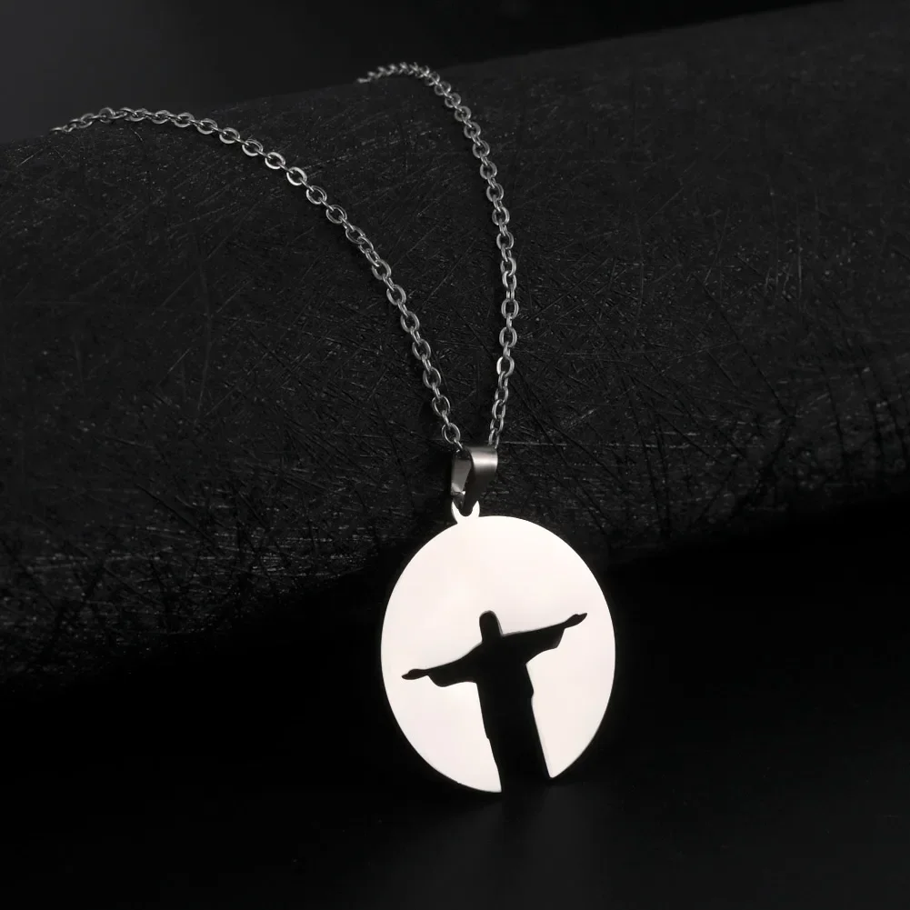 SKYRIM Christ the Redeemer Necklace Brazil Rio de Janeiro Jesus Supernatural Chain Amulet Gift For Woman Men Fashion Jewelry