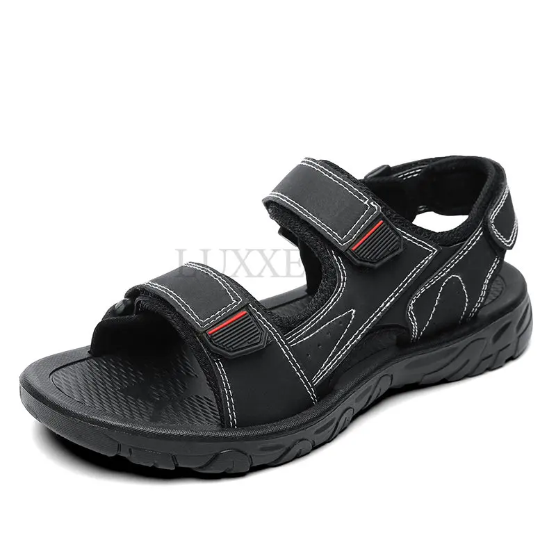 Men Leather Sandals Beach Sandals Shoes Non-slip Personality Slippers Outdoor Breathable Casual Shoes Comfortable Size 39-47