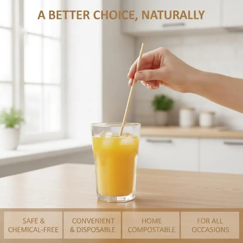 20cm Natural Disposable Wheat Straws 100PCS Eco-Friendly Compostable Plastic Free for Hiking Camping Road Trip Beverages