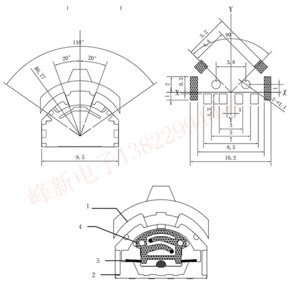 Mini Switch Three-way Multi-function Reset Wavelet Dial With Switch Patch 4 Feet Left And Right Multi-directional Toggle Switch