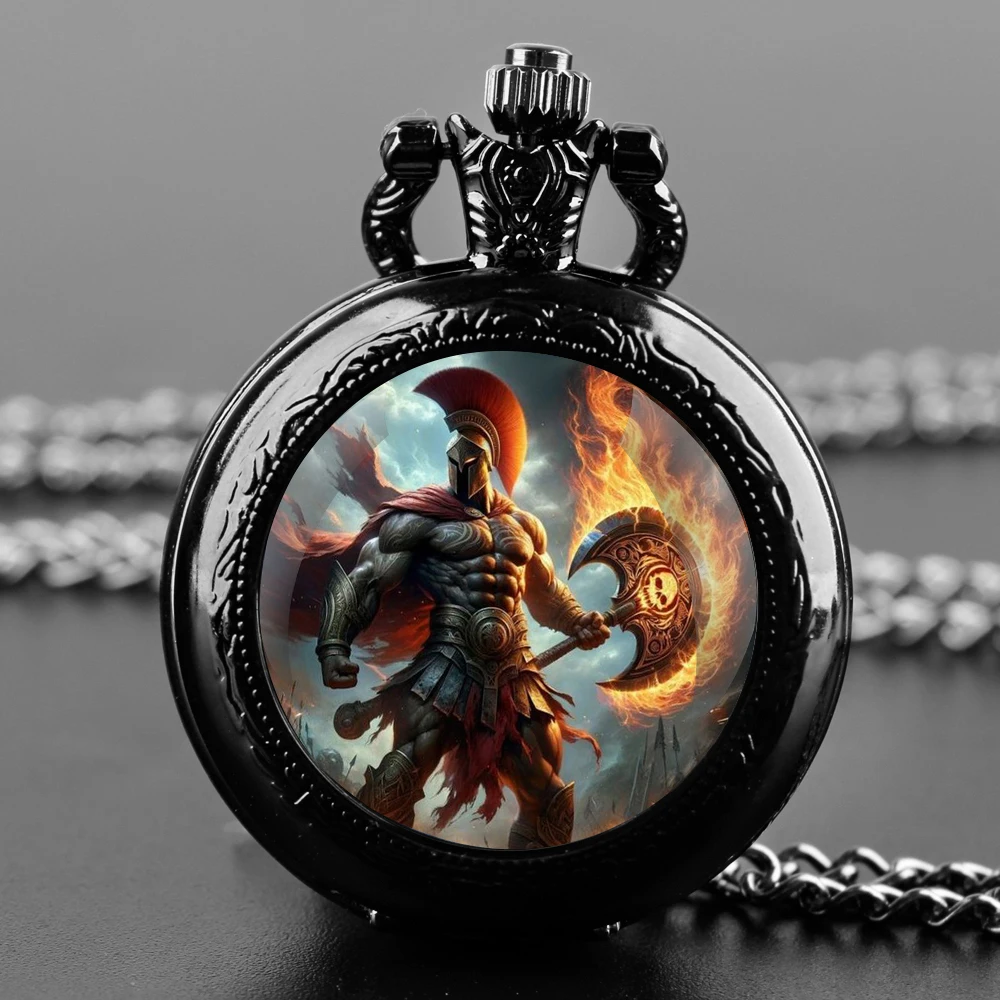 Ares Glass-Montre de Poche à Quartz pour Homme, Femme et Enfant, Cadran Chiffre Arabe, Collier Vintage, Cadeaux