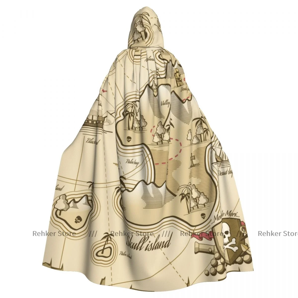 Cosplay Medieval Costumes Treasure Island Map Hooded Cloak Capes Long Robes Jackets Coat Carnival