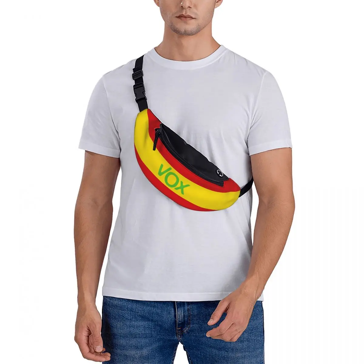 Riñonera Vox con bandera de España para hombre y mujer, bolso de cintura cruzado para fiesta política española, para viajes, ciclismo, teléfono, dinero