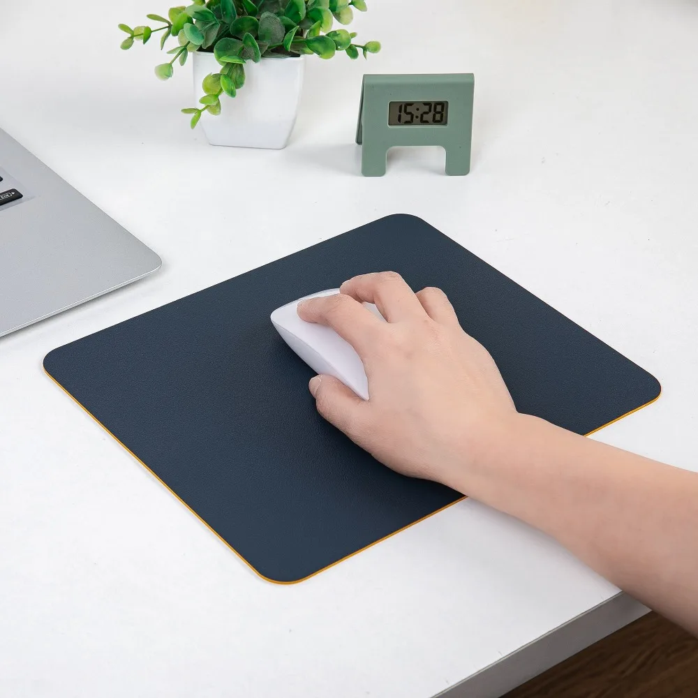 Simple Solid Color PU Leather Mouse Mat Anti-slip Waterproof 23*20cm Mouse Pad School Supplies Office Accessories Desk Set