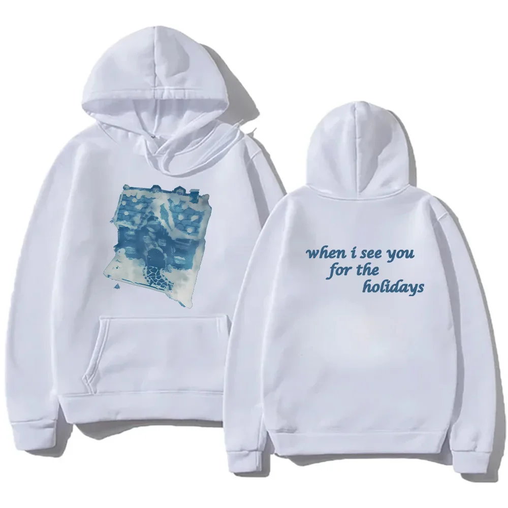 

Autumn men's grey new song holiday hooded sweatshirt, fashionable double-sided pattern printed streetwear hoodie