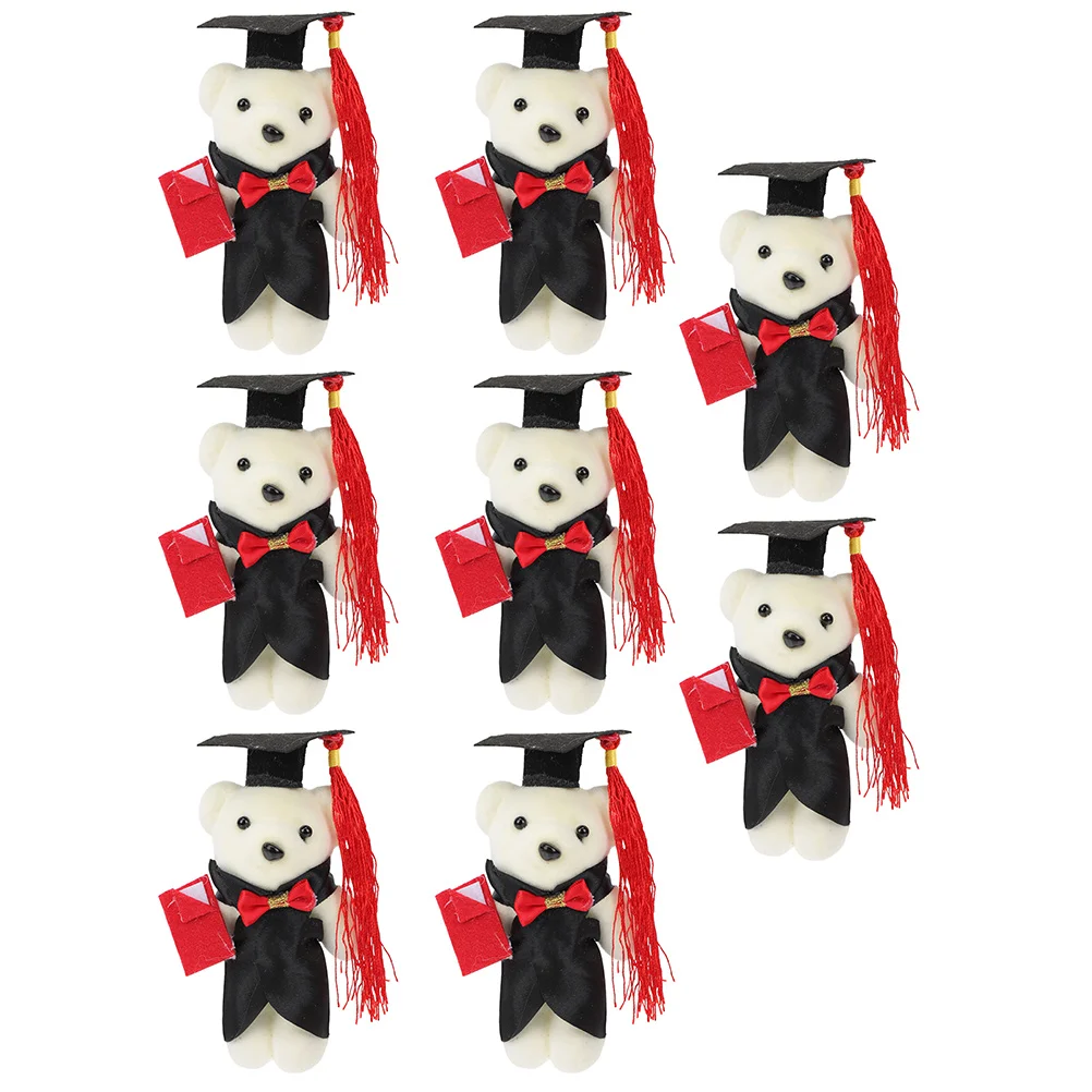 8 Pcs Graduation Gift Bouquet DIY Supplies Toy Mini Bear Adornments for Dolls Polyester Ornaments