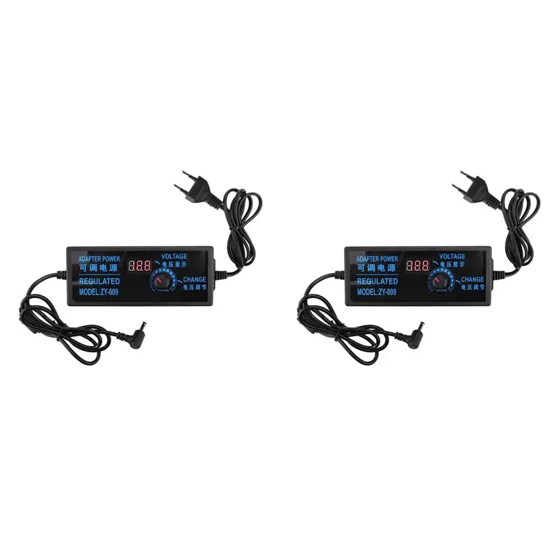 FULL-2X Adjustable Voltage Power Supply Adapter AC100-240V To DV3V-24V 5A Digital Display Dimming Power Supply EU Plug