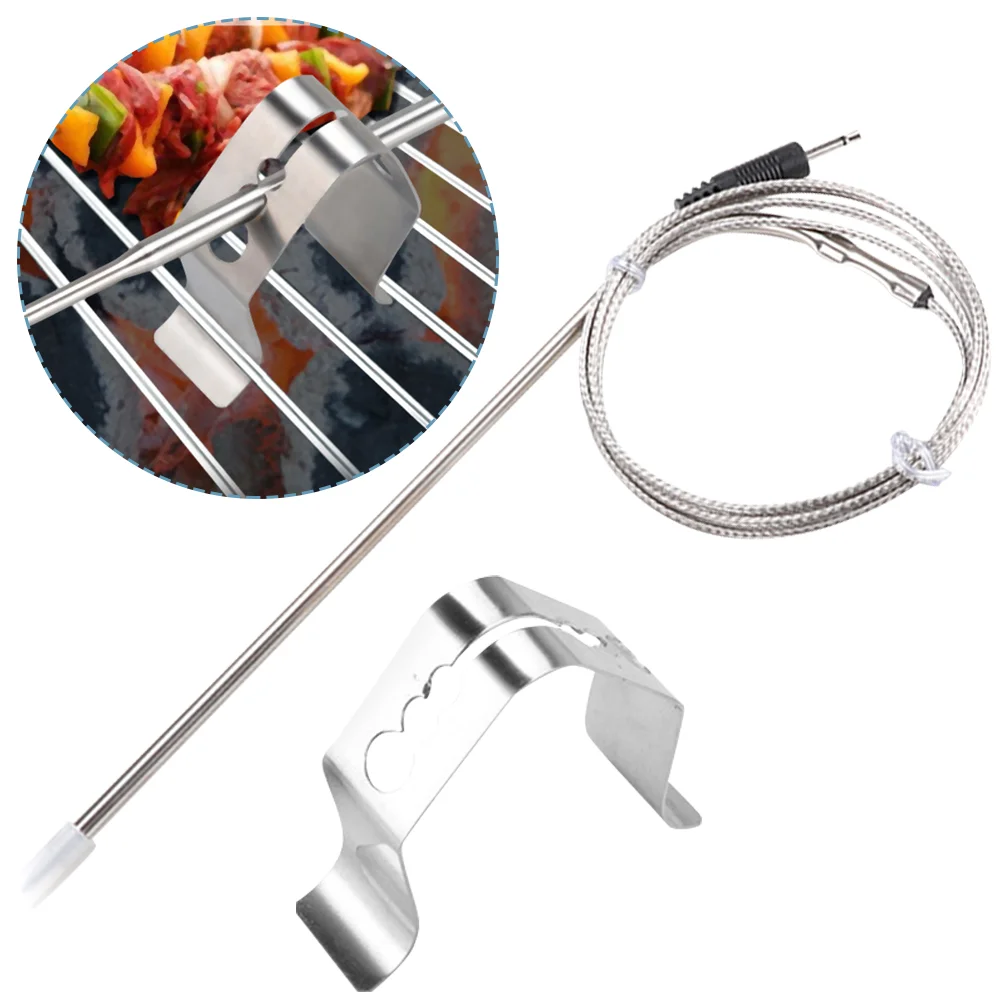 

2pcs BBQ Temperature Probe Holder Stainless Steel Meat Thermometer Clip for Kitchen Grill Smoker 3 Holes Adjustable Fixed Pot