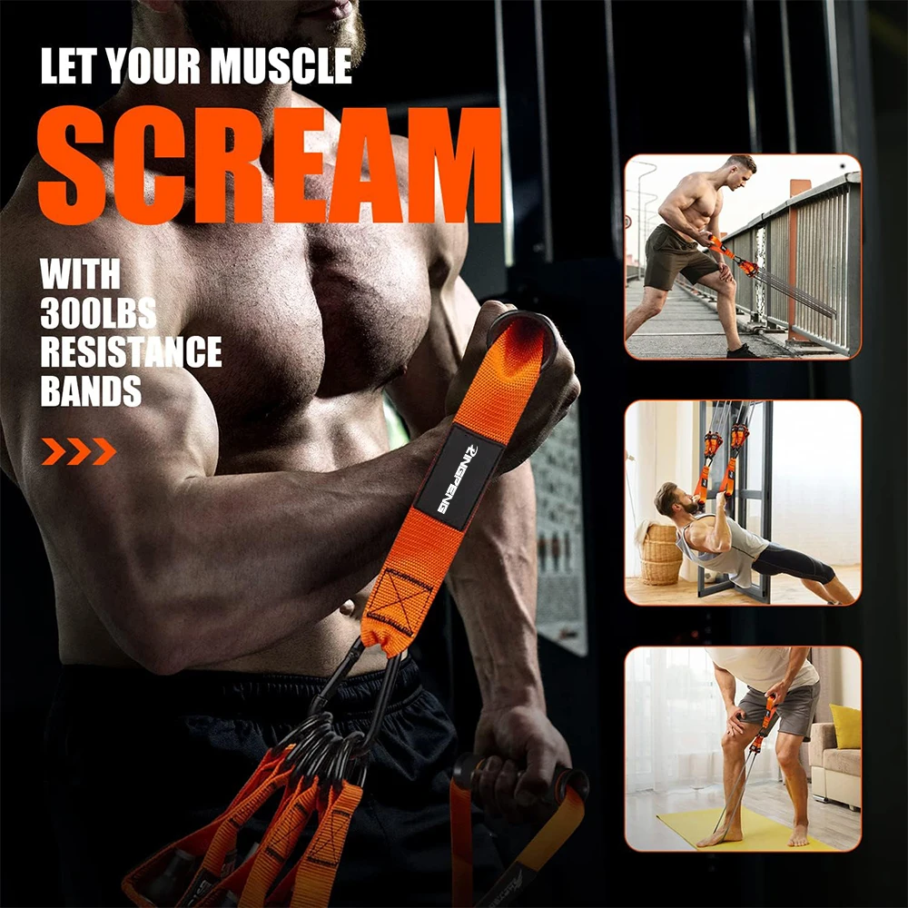 Fitnessgeräte für Zuhause. Ein Widerstandsband, das für Abwärtsspannungen und andere Übungen verwendet wird, um Ihre Trizepsmuskulatur und den Latissimus Dorsi zu formen. – Detail 5
