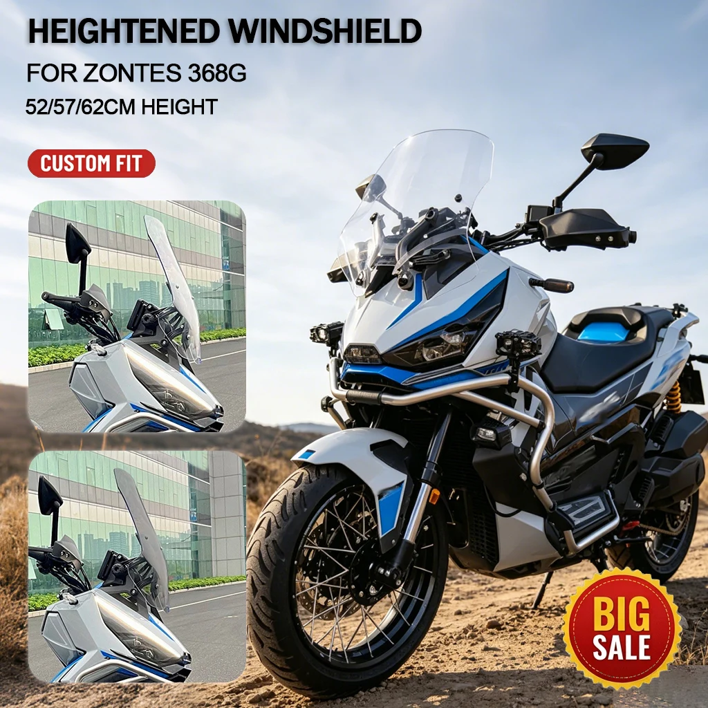 

Motorcycle Windshield FOR Zontes 368G accesorios moto Windscreen Front Wind Deflector Widened Heightened 52-62cm Modified Parts