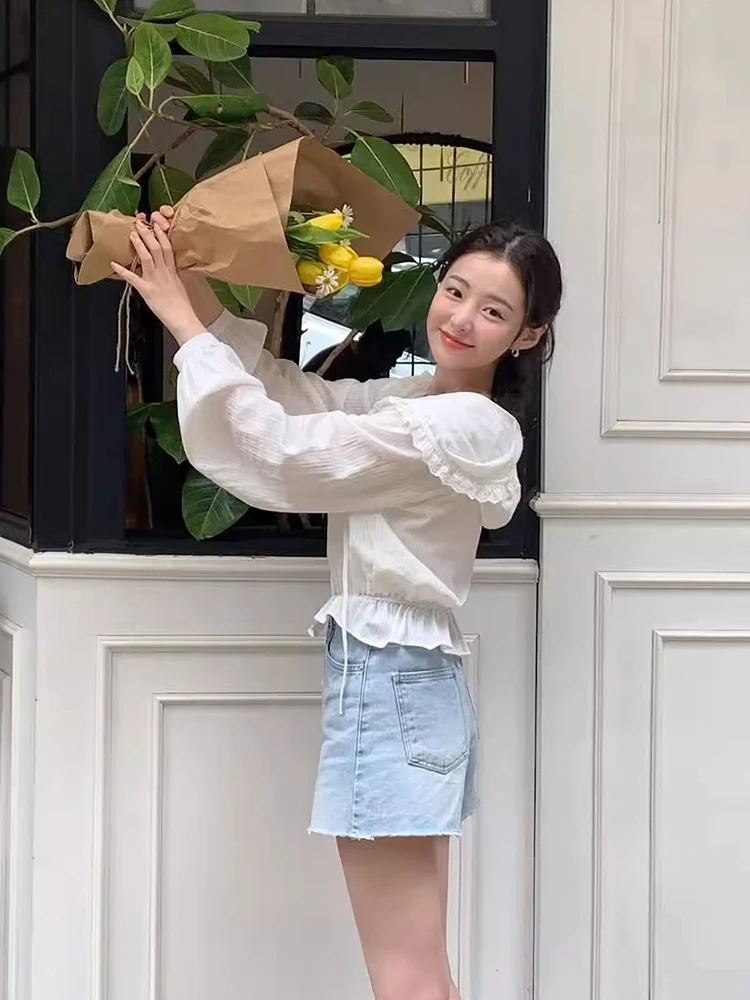 Sweet Summer New Sle Chic Ruffle Hem Hooded Slimming ort Svel Cotton Sunscreen irt Women's Loose Fit Pure Color Top