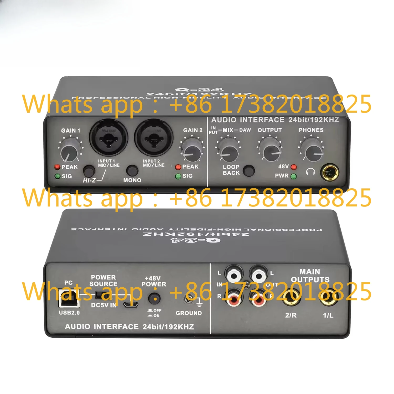 GAX-Q24 2x2 Pro Audio Interface Lifetime sound card streaming high fidelity guitarist producer Noiseless audio