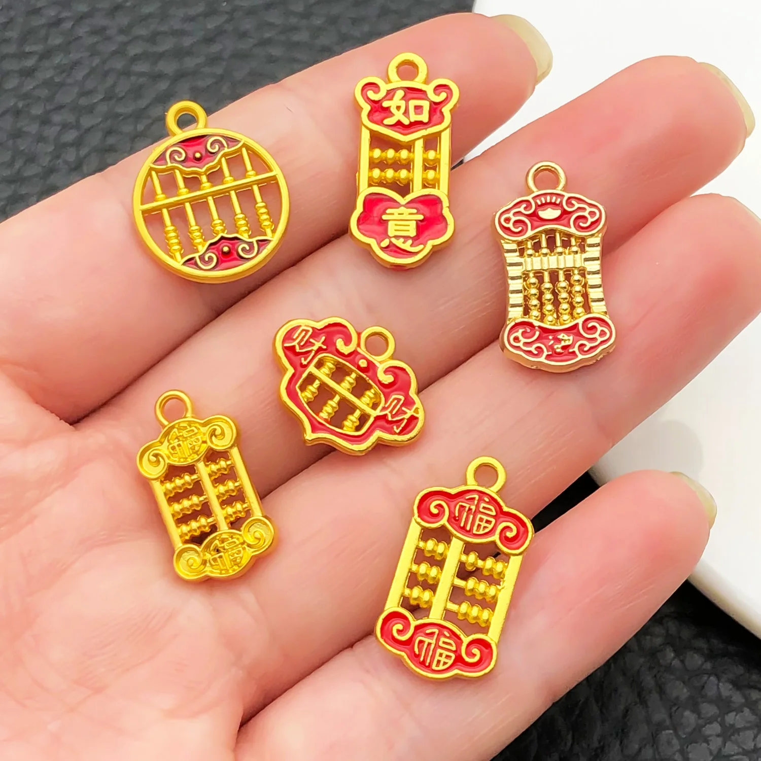 

5/12pcs Enameled Antique Gold Sand Abacus Set, for Jewelry Making DIY Necklace/Bracelet/Earring Accessories.