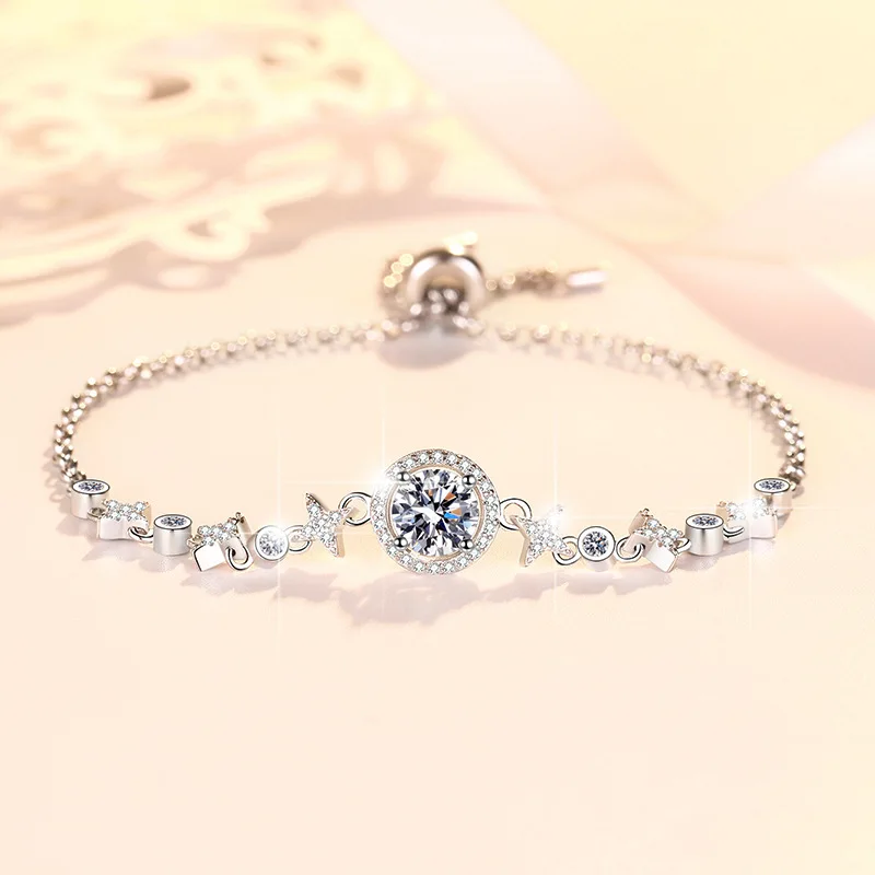 

Diamond-like Sliding Bead Bracelet 1CT Women's Moissanite PT950 Platinum Temperament Enhancing Piece