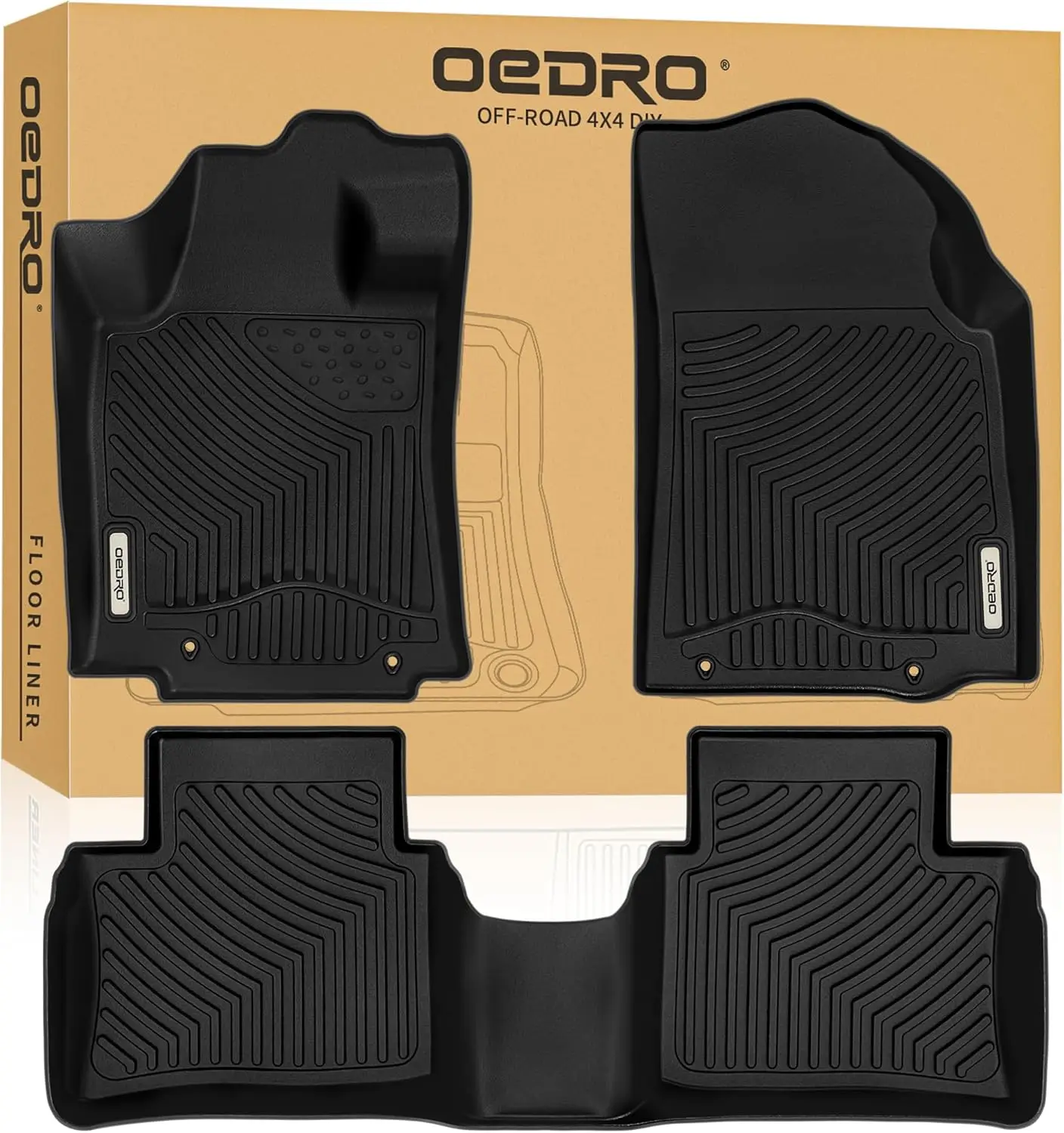

Custom TPE All-Weather Floor Mats for 2014-2018 Nissan Altima Sedan, 1st & 2nd Row Set in Black