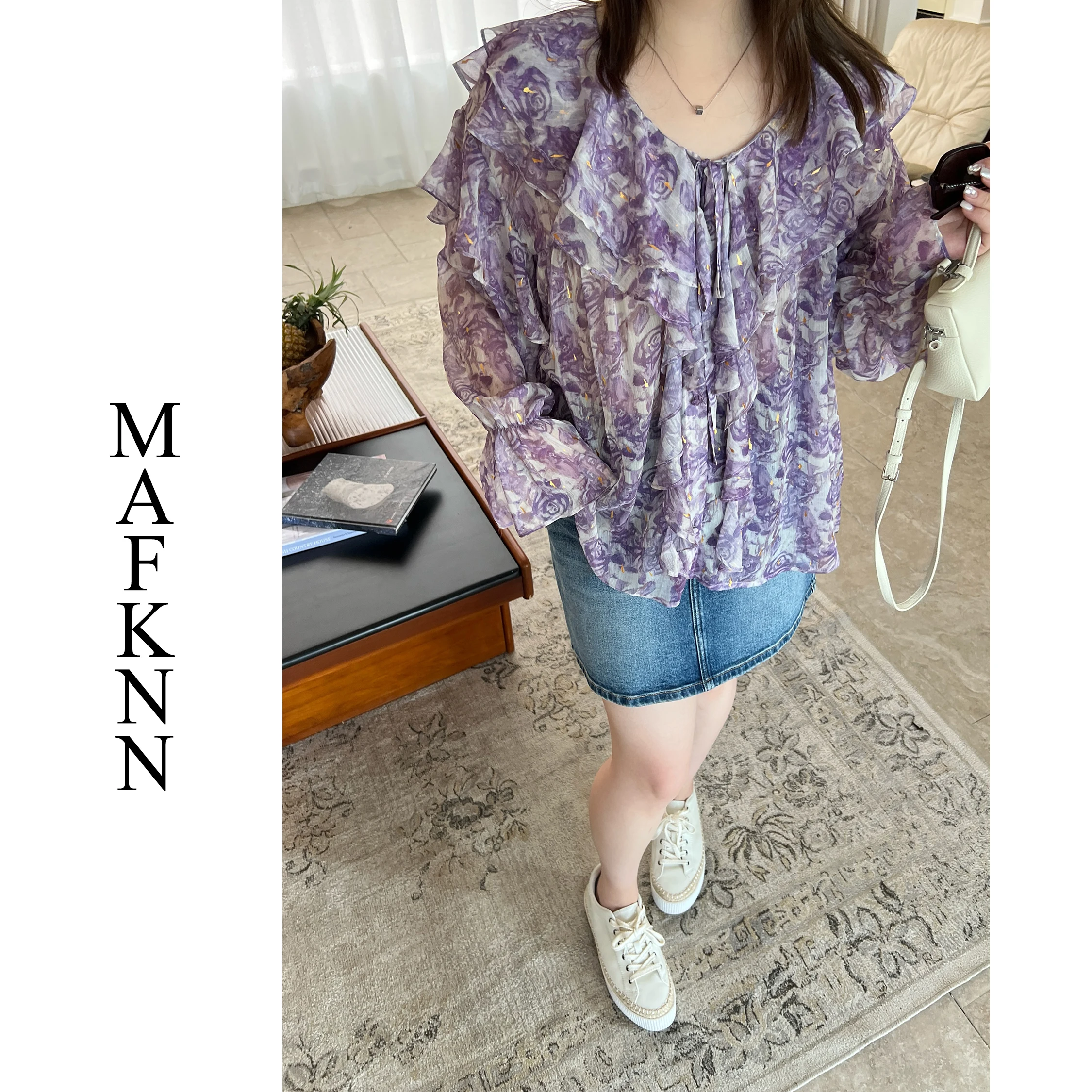 

Loose Long Sve Floral Print Women's Top Jiojio Private Label plus Size Faionable Summer Casual Wear Polyester Fiber
